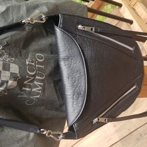 Vince Camuto black leather shoulder bag
